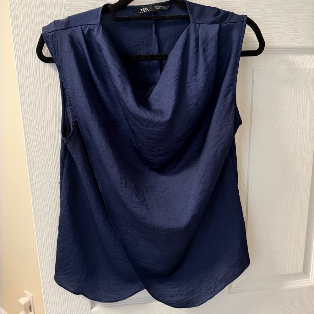 Zara Women's Navy Sleeveless Top